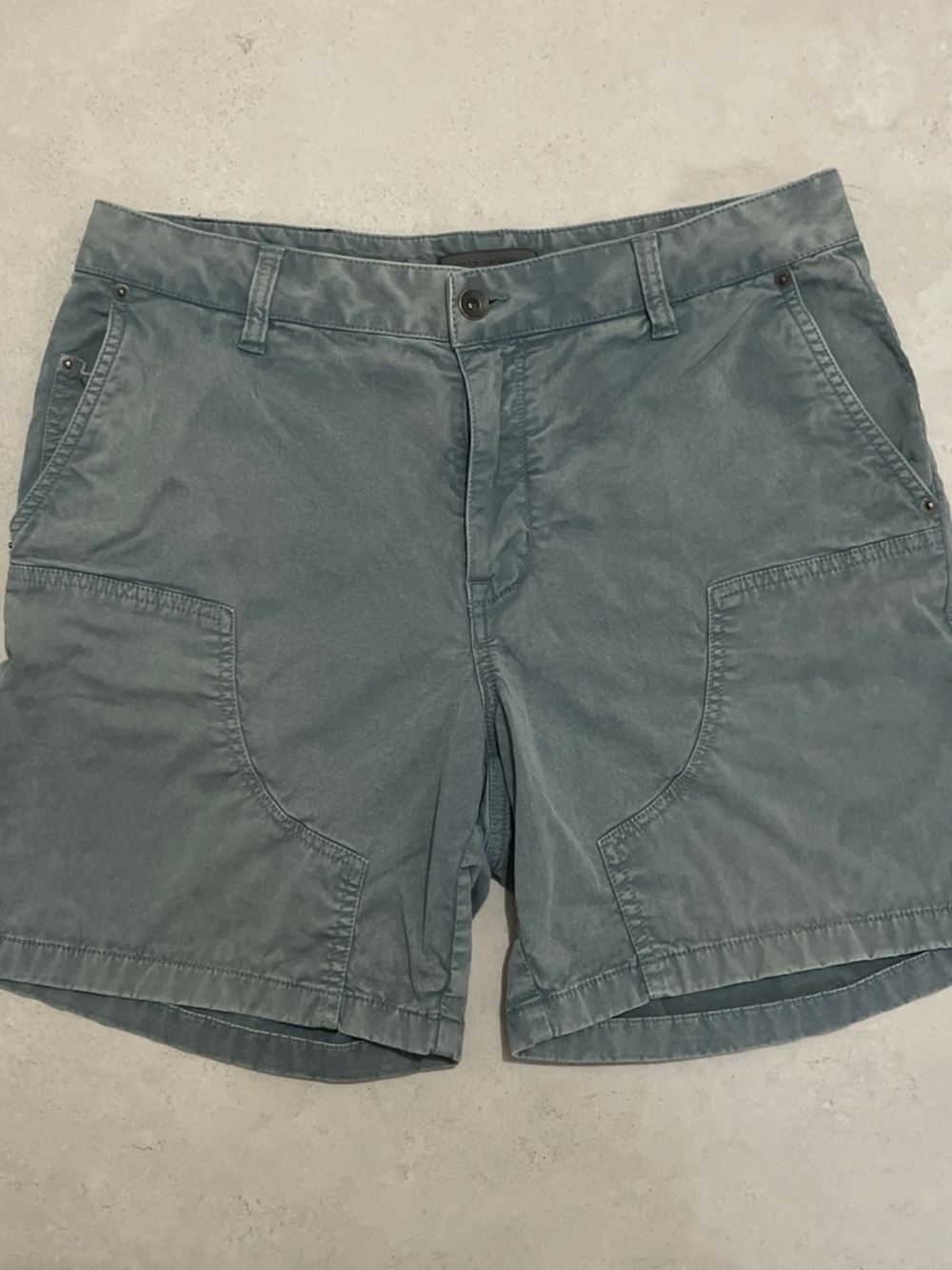 John Varvatos Washed Teal Utility Shorts
